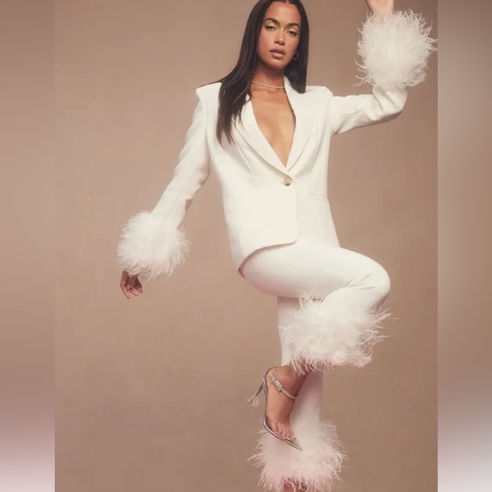 House of CB Feather ivory suit